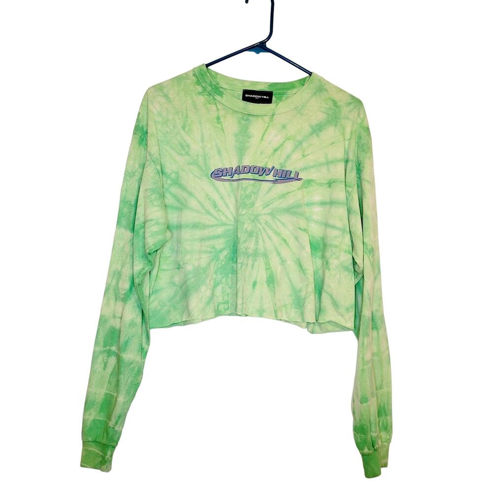 Shadow Hill green tie dyed cut off long sleeved t-shirt